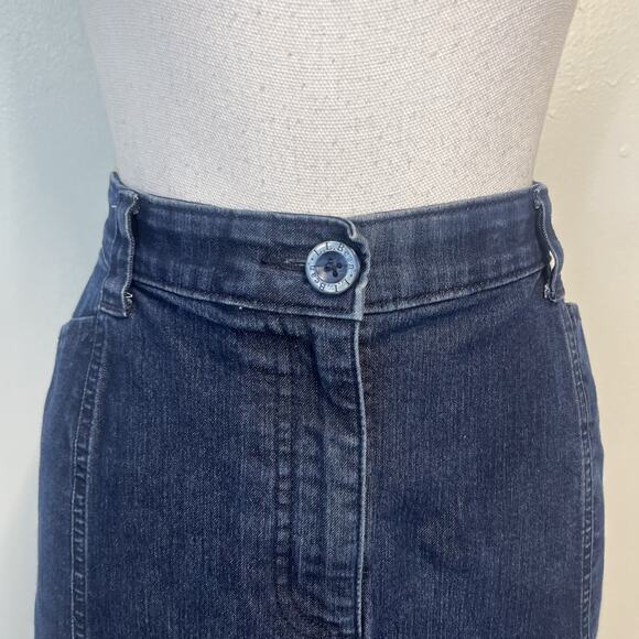 Vintage L.L. Bean Skirt sz 12 Denim Jean Classic Fit Knee A Line Stretch Casual - Picture 3 of 8